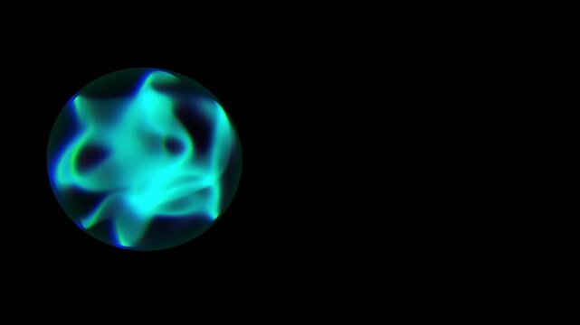 Luminous teal sphere positioned asymmetrically in a wide black space illustrating decentralized networks and cloud computing solutions