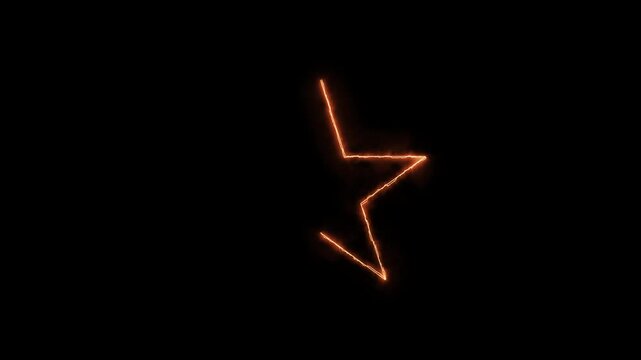 An abstract red fire star shaped background features a 3d neon light bulb symbol and a glowing lightning arrow sign to create a vibrant black night vector illustration concept