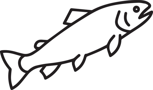 Minimalist Brown Trout Full-Body Vector Icon for Fishing Guides, Outdoor Brands, Aquatic Conservation Logos, Sportswear Labels, Angling Apps, Fly Fishing Tutorials, Eco-Friendly Packaging