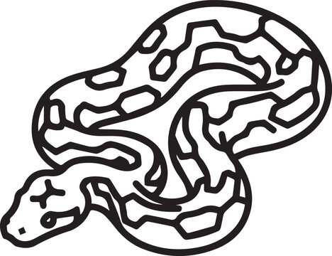 Minimalist Vector Carpet Python Full-Body Icon for Educational Reptile Guides, Wildlife Conservation Posters, Herpetology Study Materials, Nature-Themed Branding, Animal Behavior Research