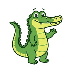 Fototapeta premium Smiling cartoon crocodile waving friendly.