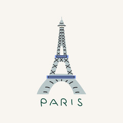 Eiffel Tower illustration with text. French landmark vector icon for travel design © luamor