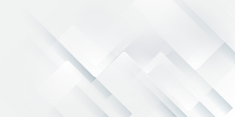 Fototapeta premium Abstract white background with overlapping geometric rectangle shapes and soft grey shadows for modern minimal design.