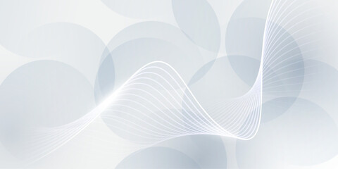 Fototapeta premium White wavy lines on soft blue and grey circular background.
