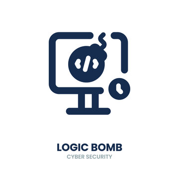 Logic bomb icon. code, malware, hacker, virus, threat, network, breach detection, detection, dark web. Vector Icon Illustration