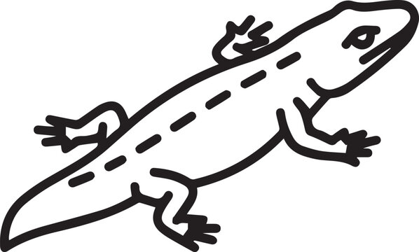 Minimalist Vector Crocodile Newt (Proteus anguinus) Full-Body Icon for Herpetology, Zoology, Conservation, Educational Materials, Wildlife Guides, Amphibian Studies, Field Research, Nature