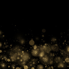 Glittering gold dust cascades gracefully, creating a magical bokeh effect ideal for fantasy illustrations, holiday art, or luxury designs. © goldstock