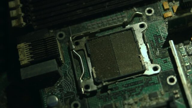 Precise Installation Of CPU Socket And Retention Mechanism By Technician On Repair Station . Media