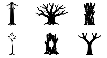 Diverse Tree Silhouettes Collection, Minimalist Vector Icons for Nature and Forest Designs, Organic Woodland Elements © Ahsan