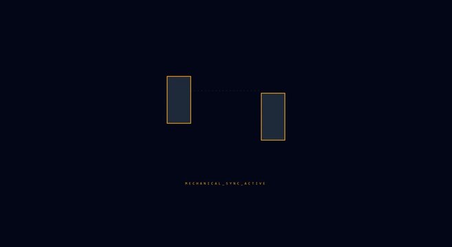 Minimalist digital interface sync animation with geometric data animation