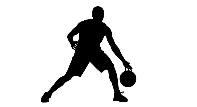 Basketball player dribbling silhouette