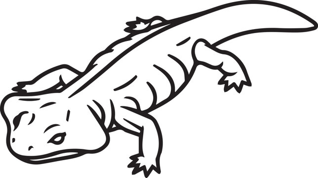 Minimalist Hellbender Salamander Full-Body Vector Icon for Nature Conservation, Herpetology Research, Wildlife Education, Eco-Branding, Amphibian Awareness Campaigns, Zoological Studies