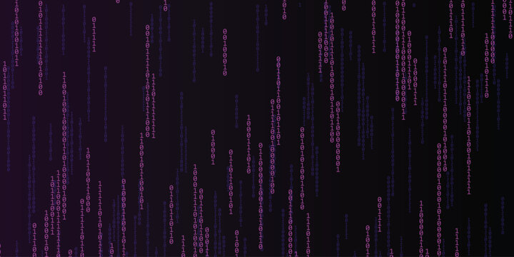 Binary Code Rain Vector Background, Futuristic Digital Data Stream for Cyber Security, AI Technology, Programming and Network Concepts