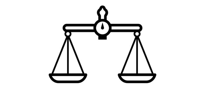 This vector image of a balance scale represents legal justice, financial stability, and the conceptual weight of comparative evidence in a judicial system.
