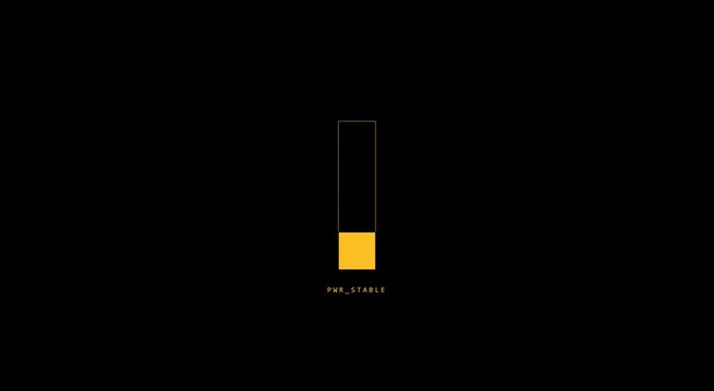 Minimalist vertical loading bar animation, yellow progress indicator on black background, digital interface status bar for web and app UI
