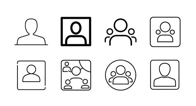 Minimalist User Profile and Group Connection Line Icon Set
