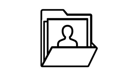 Fototapeta premium Clean black and white vector image representing a personal file folder with a silhouette of a person on the front document page.