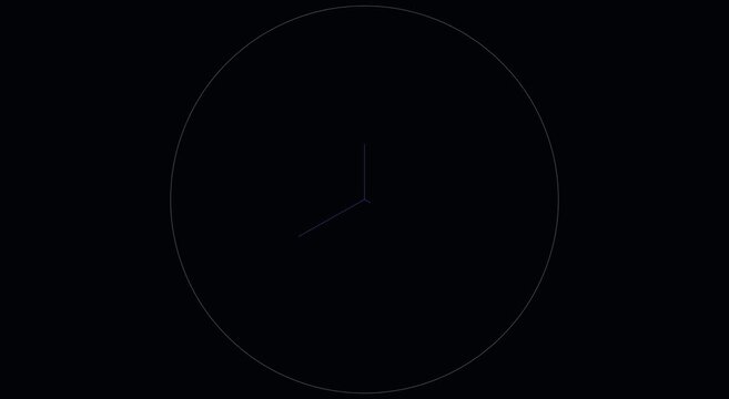 Minimalist clock face animation with rotating hand on dark animation background