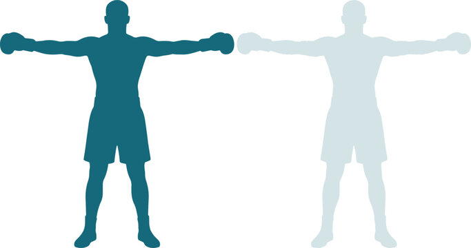 Boxer Silhouette Standing with Arms Outstretched Isolated on White Background Vector Illustration