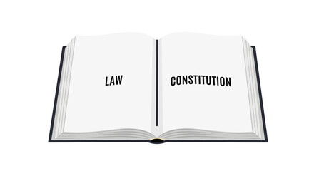 Fototapeta premium Open book displaying law and constitution text on white pages 
