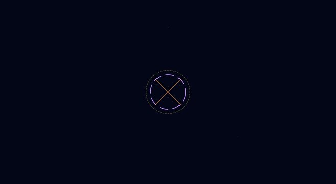 Minimalist digital hud target interface with pulsing neon circle animation