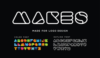 Creative Design vector Font of twisted Ribbon for Title, Header, Lettering, Logo. Funny Entertainment Active Sport Technology areas Typeface. Colorful rounded Letters and Numbers. © Chengo