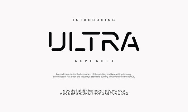 Ultra, Modern abstract digital alphabet font. Typography minimalist urban sans serif fashion future creative logos fonts. vector illustration