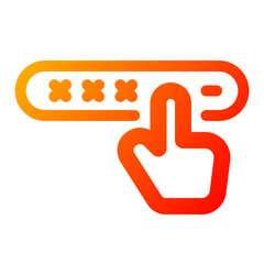 Obraz premium Pin code icon. password, security, access, key, hand, lock, safety, protection, keyboard. Vector Icon Illustration