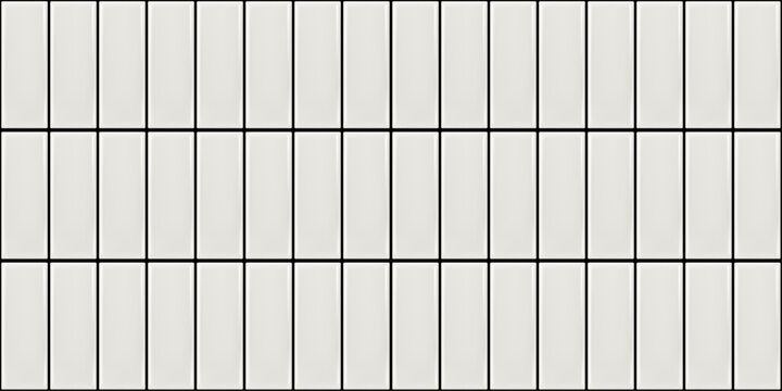 White ceramic subway tile texture with realistic 3d black grout pattern