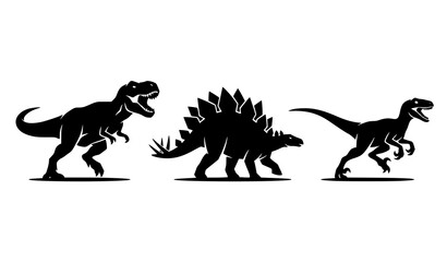 Extinct Dinosaur Species Black Silhouette Vector Icons Collection © Joy