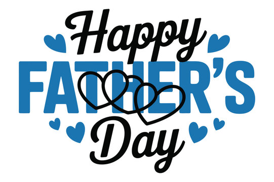 Elegant Script Father&rsquo;s Day Typography with Blue Hearts