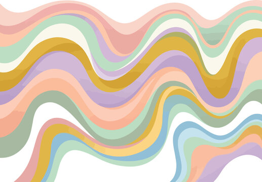 Abstract wavy lines background with retro pastel colors.
