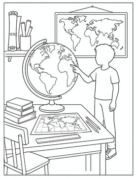 Clean black and white line art; coloring book style with bold outlines and intricate details.