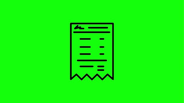 Animated set of line icons for digital payment, receipt, and email confirmation on green screen