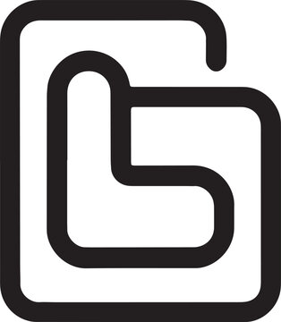 Black line icon of a square with a curved line inside on white background