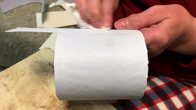 Applying paper to the mold