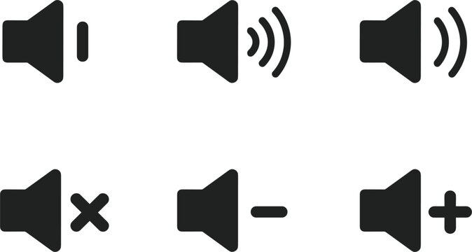 Speaker volume icons vector collection, audio sound control multimedia symbol illustration set