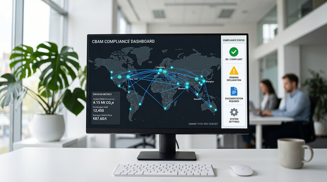 Global logistical data being visualized on a high definition monitor in a modern corporate setting to optimize digital security and market scalability.