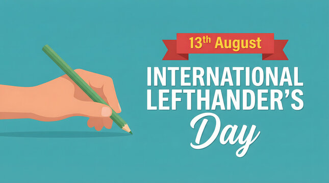 International Lefthanders Day, 13th August, Left hand holding green pencil
