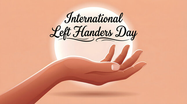 International Left Handers Day celebration with hand and moon