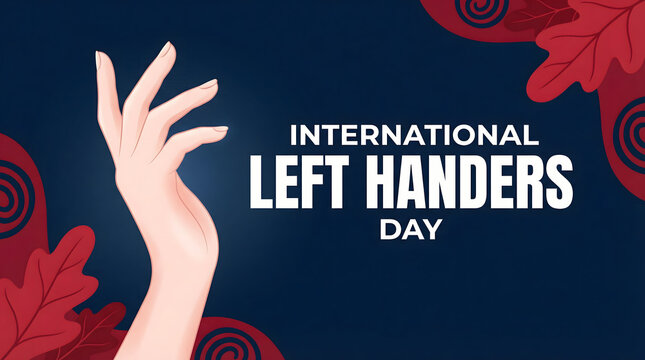 International Left Handers Day celebration with hand and red leaves