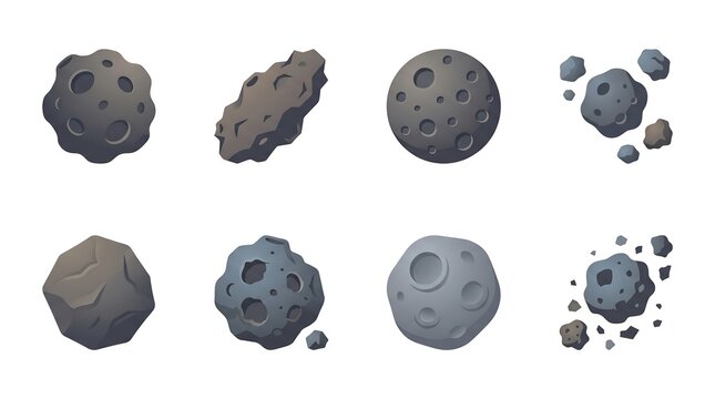 Collection of asteroids and meteorites in space