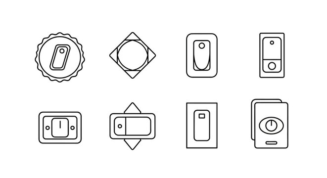 Set of electric switch icons in minimalist black outline style