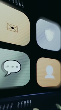 Smartphone UI showing apps in a structured grid layout
