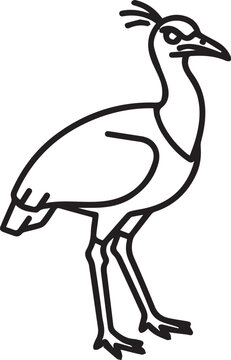 Minimalist Vector Kori Bustard Full-Body Icon for Wildlife Conservation, Birding Guides, Ecotourism Logos, Nature Education Posters, Ornithology Research Infographics, Field Guide
