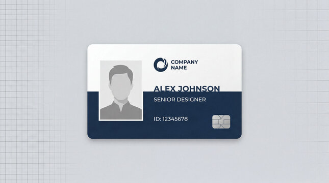 Professional ID Card Template with Photo Placeholder on Grid Background