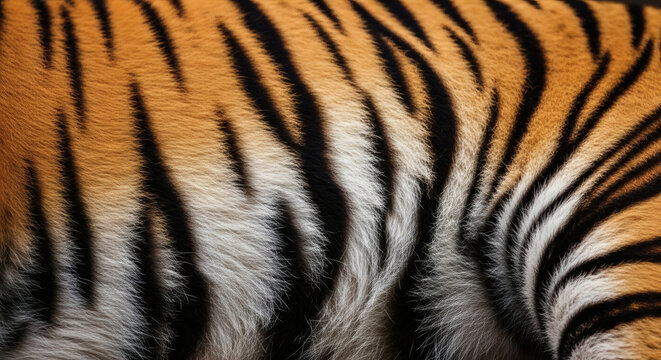 Extreme close up of orange and black tiger fur pattern