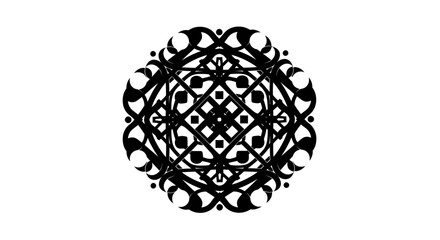 Fototapeta premium Black and white intricate circular ornamental mandala design.
