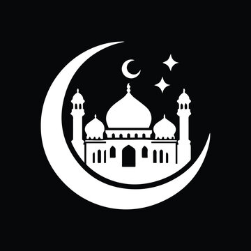 Monochromatic Eid Mubarak Script Design - Stylish Circular Calligraphy for Religious Celebration.