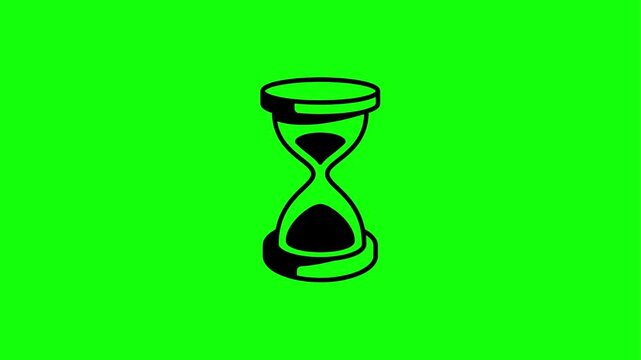 Animated hourglass timer icons with loading effect on a green screen for web interface elements